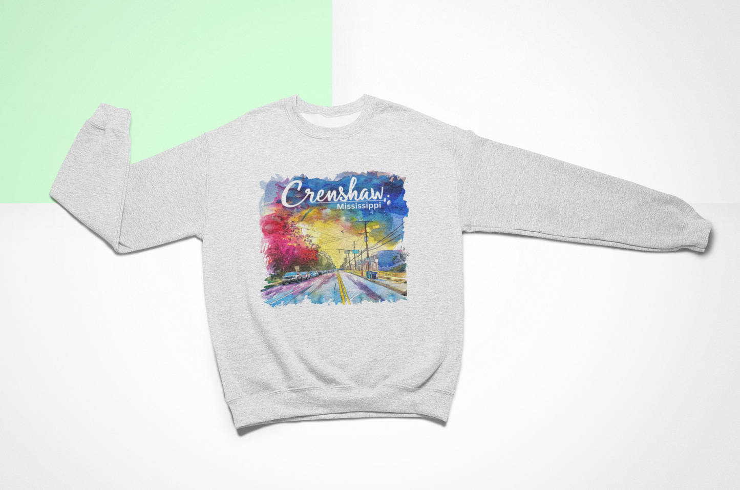 THE OTHER CRENSHAW:  CRENSHAW, MISSISSIPPI #2, Southern Graphic, African American Culture, Black History, Iconic Black Neighborhood, Graphic Sweatshirt, Urban Streetwear, Unisex, Crewneck Sweatshirt
