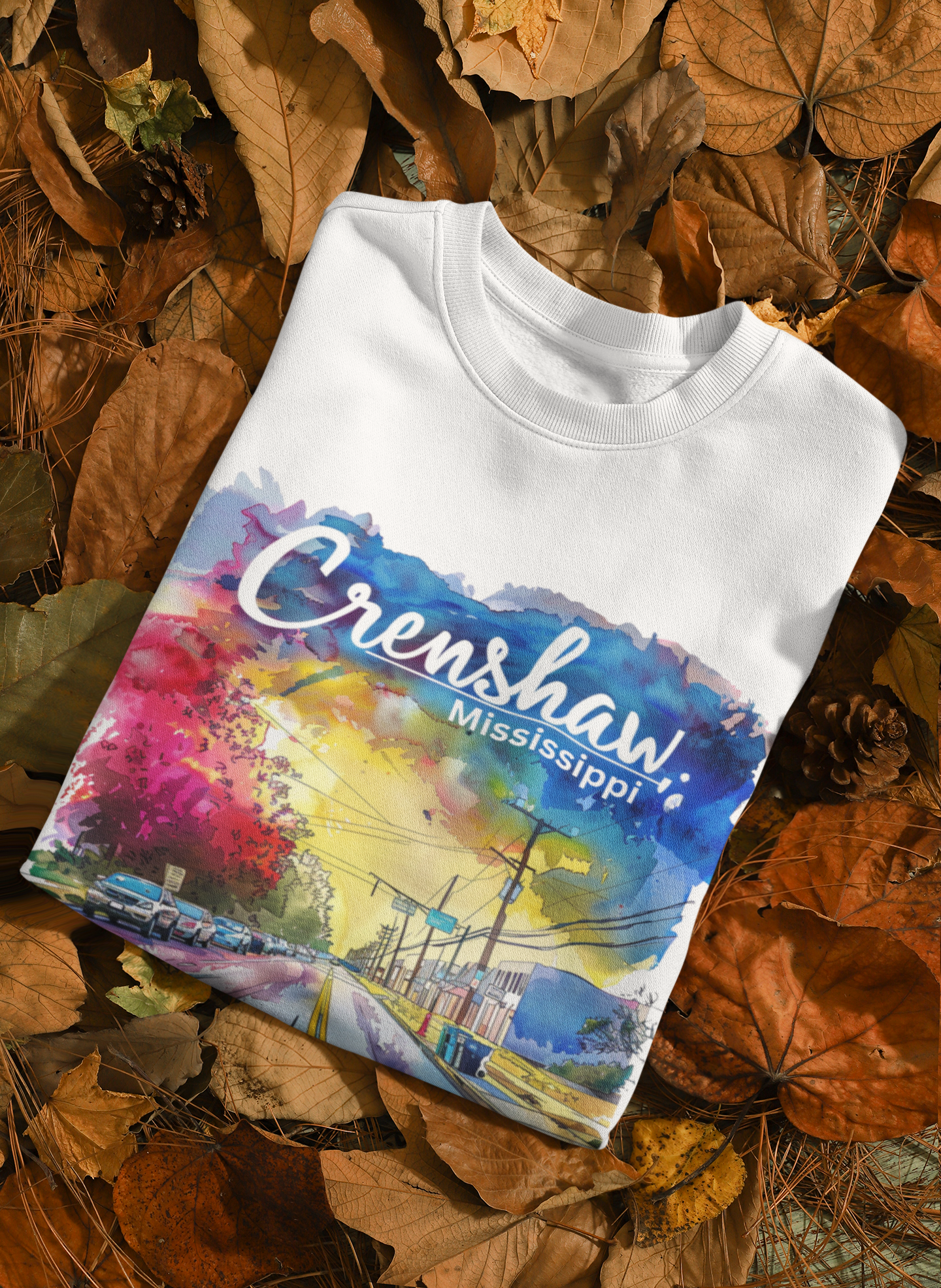 THE OTHER CRENSHAW:  CRENSHAW, MISSISSIPPI #2, Southern Graphic, African American Culture, Black History, Iconic Black Neighborhood, Graphic Sweatshirt, Urban Streetwear, Unisex, Crewneck Sweatshirt