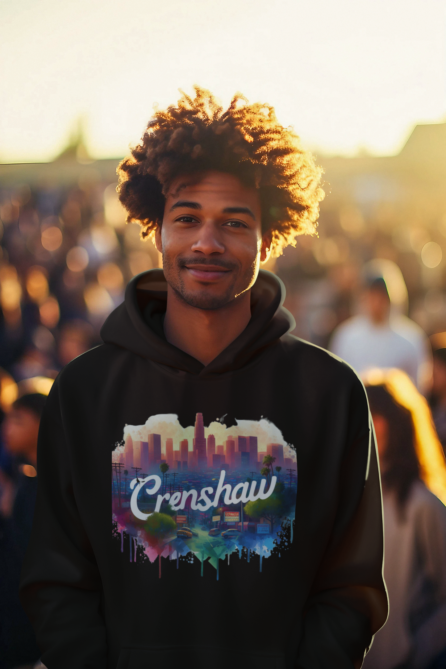 CRENSHAW ONE Hooded Sweatshirt, Back in the Day, African American Culture, Black History, Iconic Black Neighborhood, Graphic Sweatshirt, Urban Streetwear