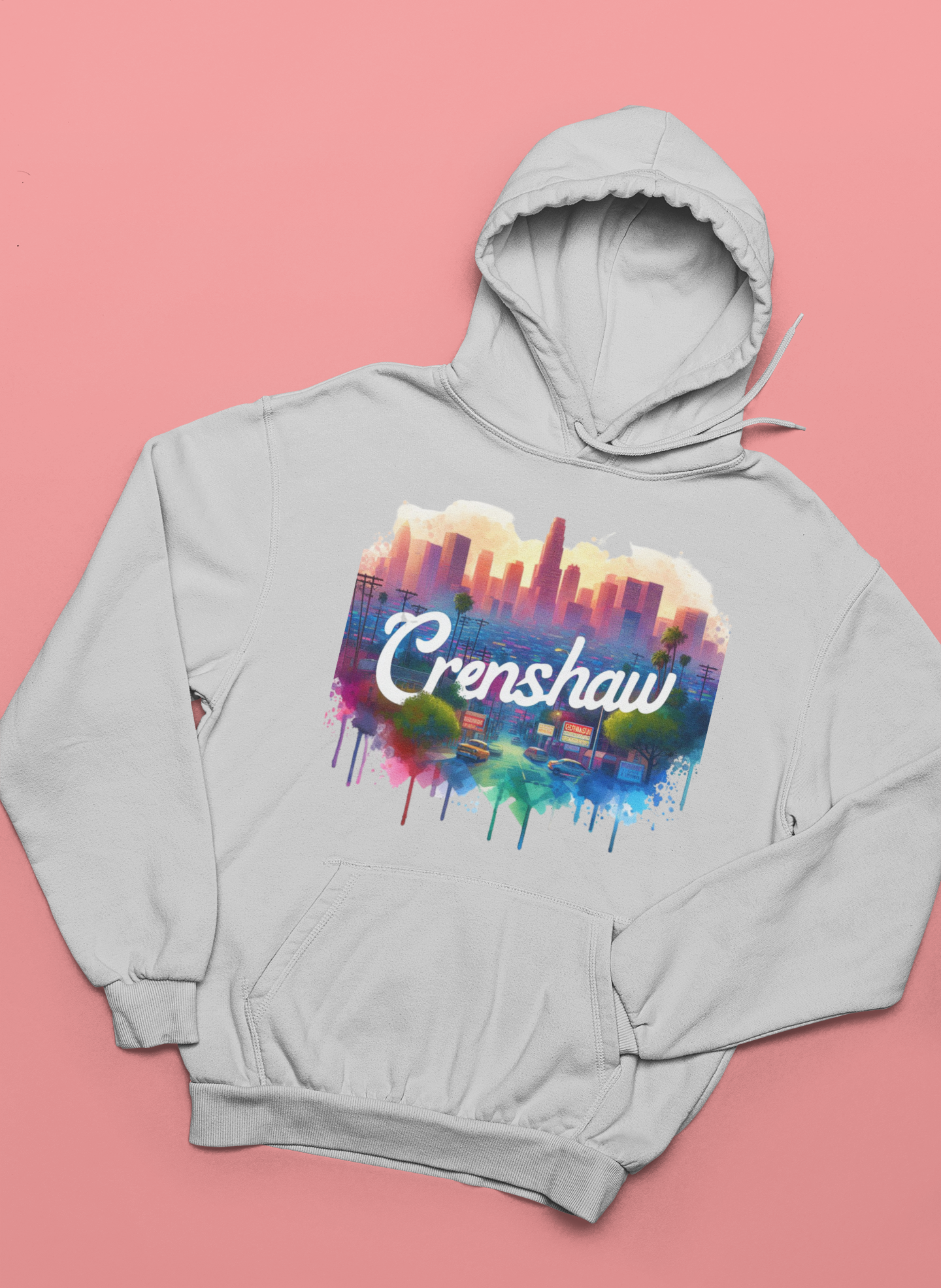 CRENSHAW ONE Hooded Sweatshirt, Back in the Day, African American Culture, Black History, Iconic Black Neighborhood, Graphic Sweatshirt, Urban Streetwear