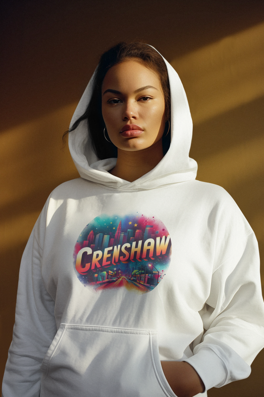 CRENSHAW TWO PORTRAIT STYLE Hooded Sweatshirt, Back in the Day, African American Culture, Black History, Iconic Black Neighborhood, Graphic Sweatshirt, Urban Streetwear