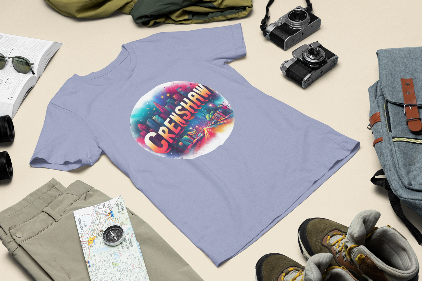 CRENSHAW TWO PORTRAIT STYLE, Back in the Day, African American, Black History, Black Neighborhood, Graphic T-shirt, Urban Streetwear Unisex Jersey Short Sleeve Tee