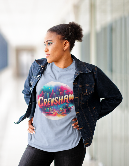 CRENSHAW TWO PORTRAIT STYLE, Back in the Day, African American, Black History, Black Neighborhood, Graphic T-shirt, Urban Streetwear Unisex Jersey Short Sleeve Tee