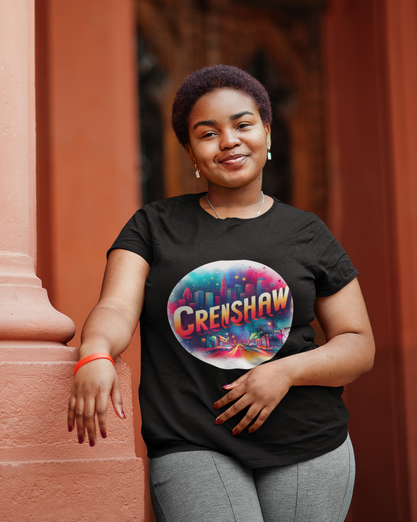 CRENSHAW TWO PORTRAIT STYLE, Back in the Day, African American, Black History, Black Neighborhood, Graphic T-shirt, Urban Streetwear Unisex Jersey Short Sleeve Tee