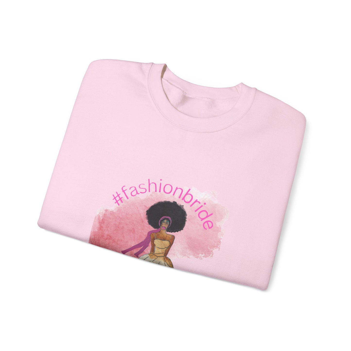 #fashionbride Illustration Bridal Gown Sweatshirt | Afro Bride Graphic Crewneck