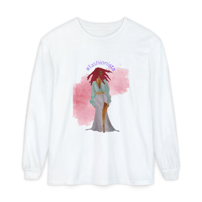 Fashionista Illustration Long Sleeve T-Shirt | Watercolor Model Artwork