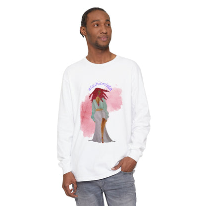 Fashionista Illustration Long Sleeve T-Shirt | Watercolor Model Artwork