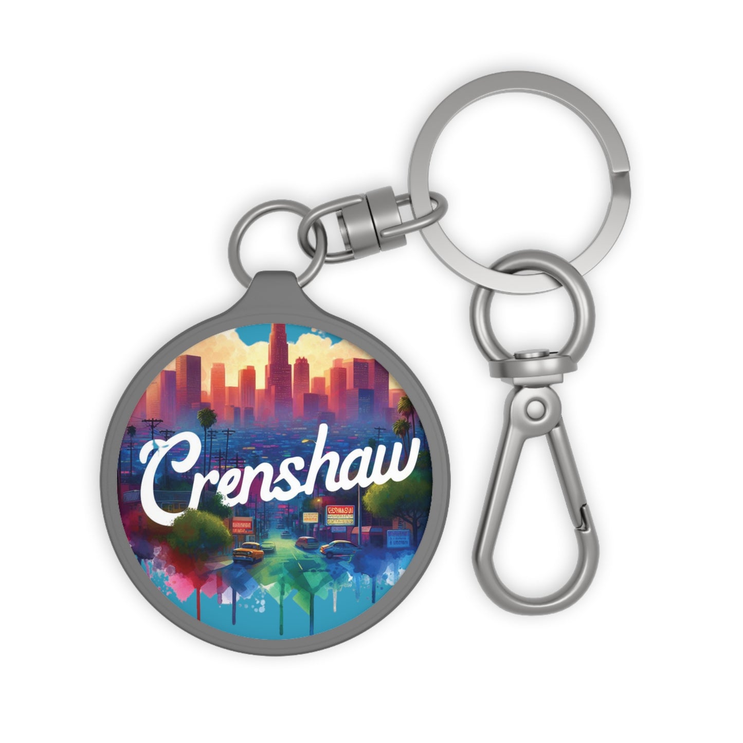 CRENSHAW ONE, Back in the Day, Iconic Black Neighborhood, African American Culture, Urban Graphic Keyring Tag