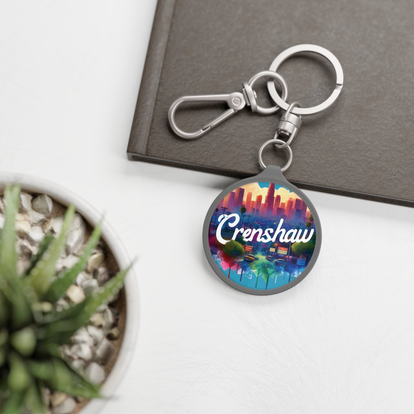 CRENSHAW ONE, Back in the Day, Iconic Black Neighborhood, African American Culture, Urban Graphic Keyring Tag