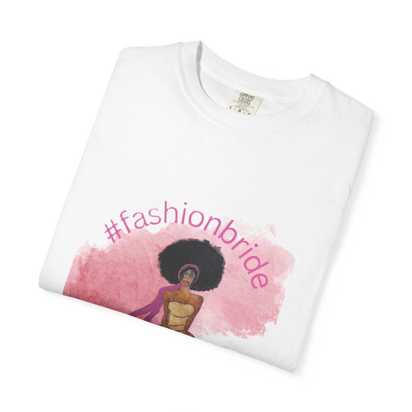 #fashionbride Illustration Bridal Dress T-Shirt | Black Bride Watercolor Tee