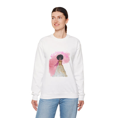 #fashionbride Illustration Bridal Gown Sweatshirt | Afro Bride Graphic Crewneck