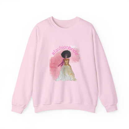 #fashionbride Illustration Bridal Gown Sweatshirt | Afro Bride Graphic Crewneck