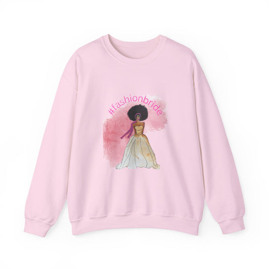 #fashionbride Illustration Bridal Gown Sweatshirt | Afro Bride Graphic Crewneck