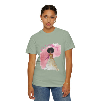 #fashionbride Illustration Bridal Dress T-Shirt | Black Bride Watercolor Tee