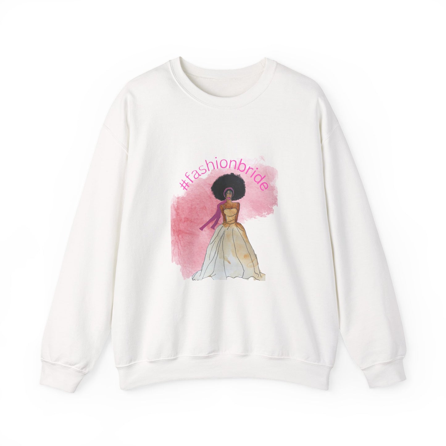 #fashionbride Illustration Bridal Gown Sweatshirt | Afro Bride Graphic Crewneck
