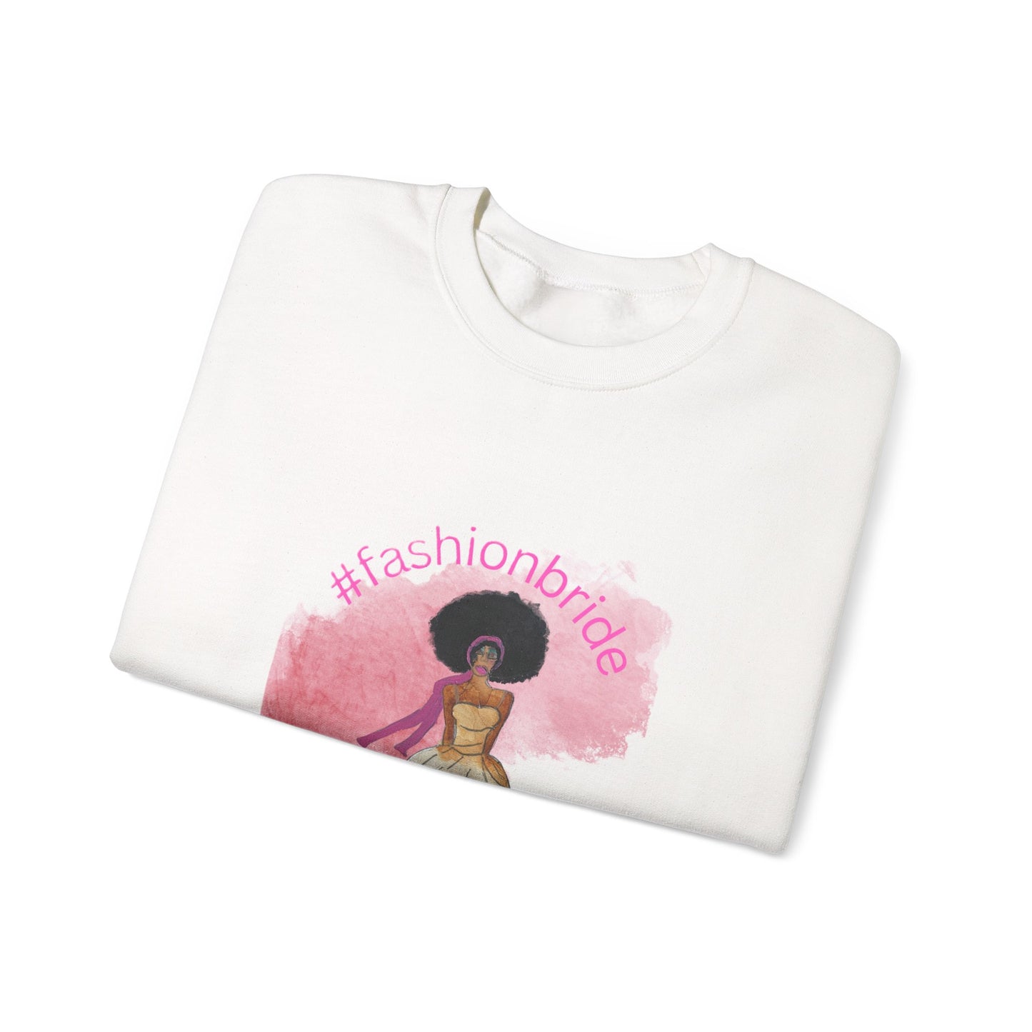 #fashionbride Illustration Bridal Gown Sweatshirt | Afro Bride Graphic Crewneck