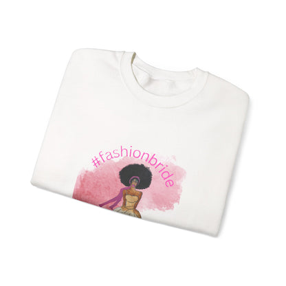#fashionbride Illustration Bridal Gown Sweatshirt | Afro Bride Graphic Crewneck