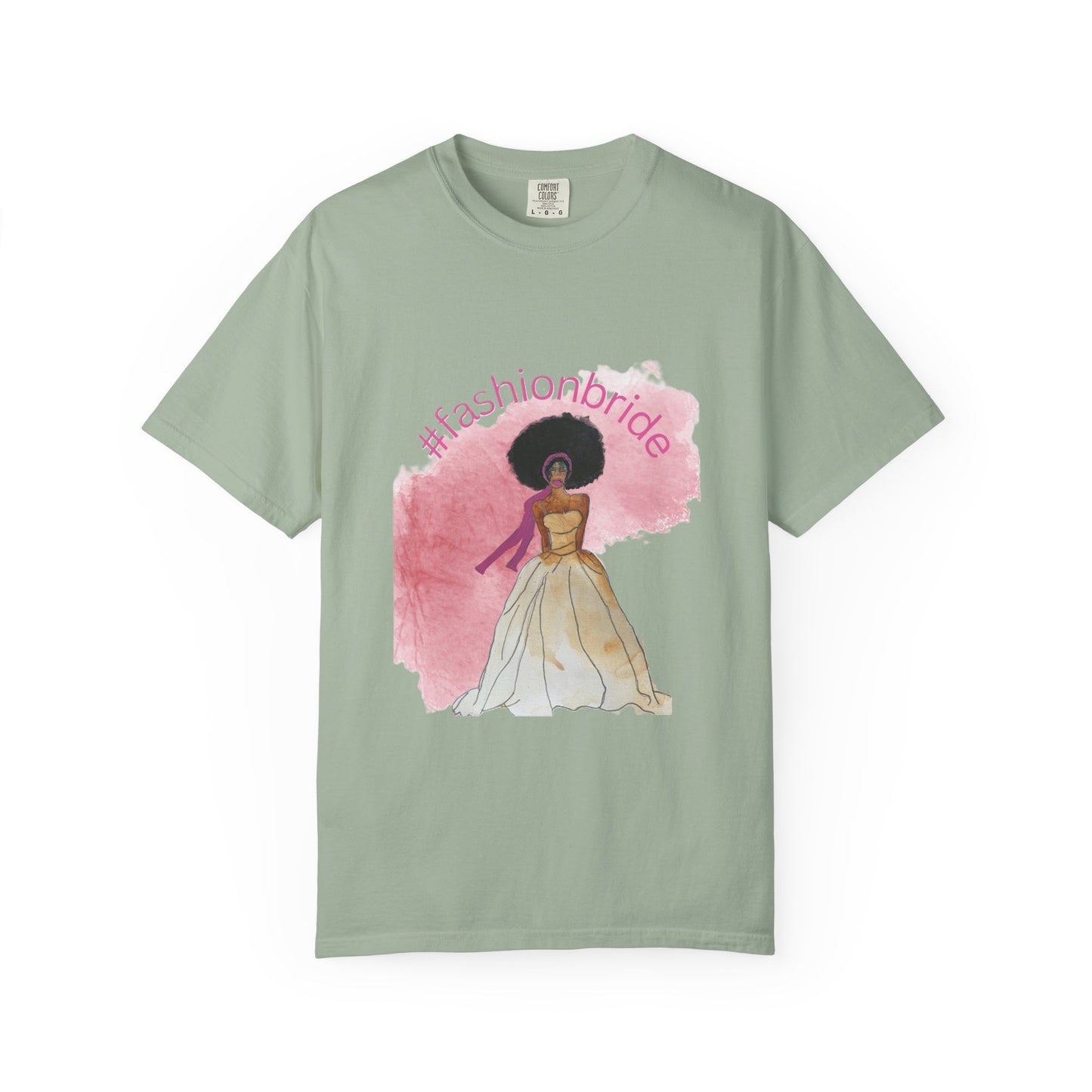 #fashionbride Illustration Bridal Dress T-Shirt | Black Bride Watercolor Tee