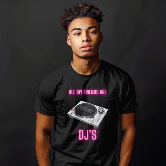 TURNTABLE (NEON), DJ FRIENDS, Graphic Short Sleeve Tee, DJ Shirt, DJ Graphic T-shirt, Music Party,Turntable Graphic, Urban Streetstyle, Express Delivery