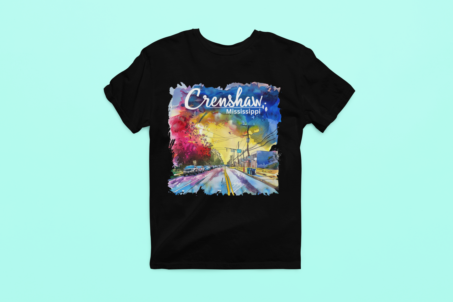 THE OTHER CRENSHAW:  CRENSHAW, MISSISSIPPI #2, Short Sleeve T-shirt, Southern Graphic, African American Culture, Black History, Iconic Black Neighborhood, Graphic T-shirt, Urban Streetwear