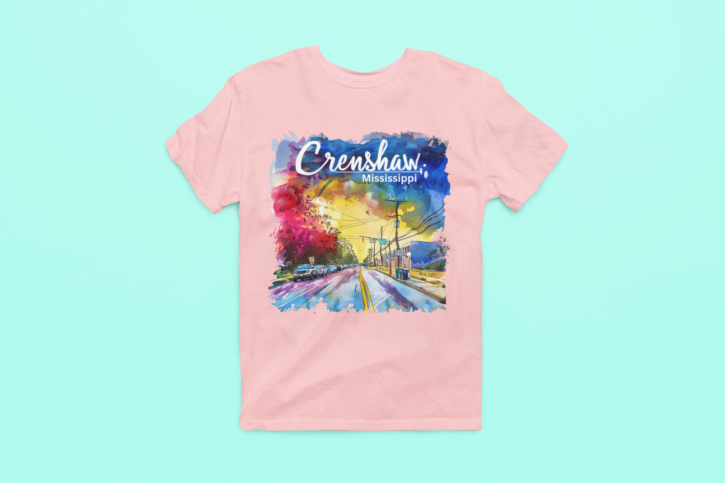 THE OTHER CRENSHAW:  CRENSHAW, MISSISSIPPI #2, Short Sleeve T-shirt, Southern Graphic, African American Culture, Black History, Iconic Black Neighborhood, Graphic T-shirt, Urban Streetwear