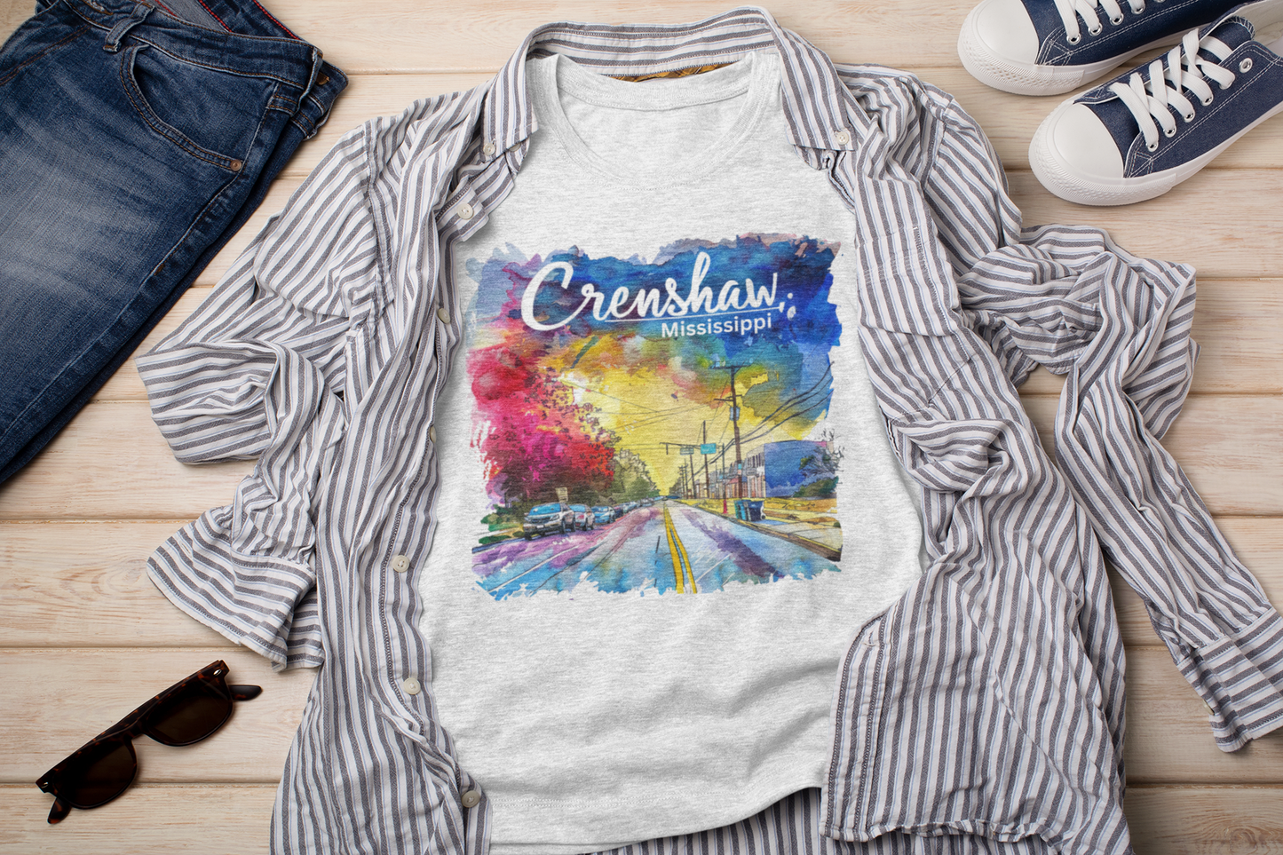 THE OTHER CRENSHAW:  CRENSHAW, MISSISSIPPI #2, Short Sleeve T-shirt, Southern Graphic, African American Culture, Black History, Iconic Black Neighborhood, Graphic T-shirt, Urban Streetwear