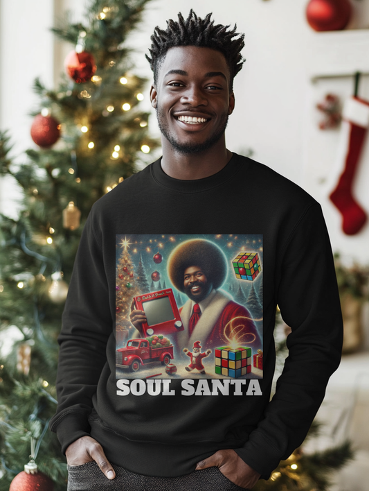 SOUL SANTA Ugly Xmas Retro Black Culture, Gift, Party, Unisex Sweatshirt