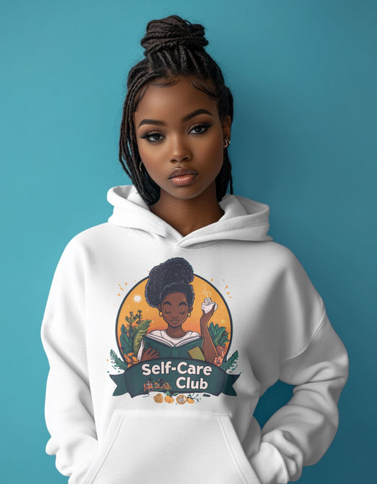 SELF-CARE CLUB #1, African-American Women, Mental Health, Meditation Unisex Heavy Blend™ Hooded Sweatshirt