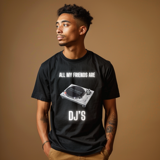 TURNTABLE (WHITE), DJ FRIENDS, Graphic Short Sleeve Tee, DJ Shirt, DJ Graphic T-shirt, Turntable Graphic, Urban Streetstyle, Express Delivery