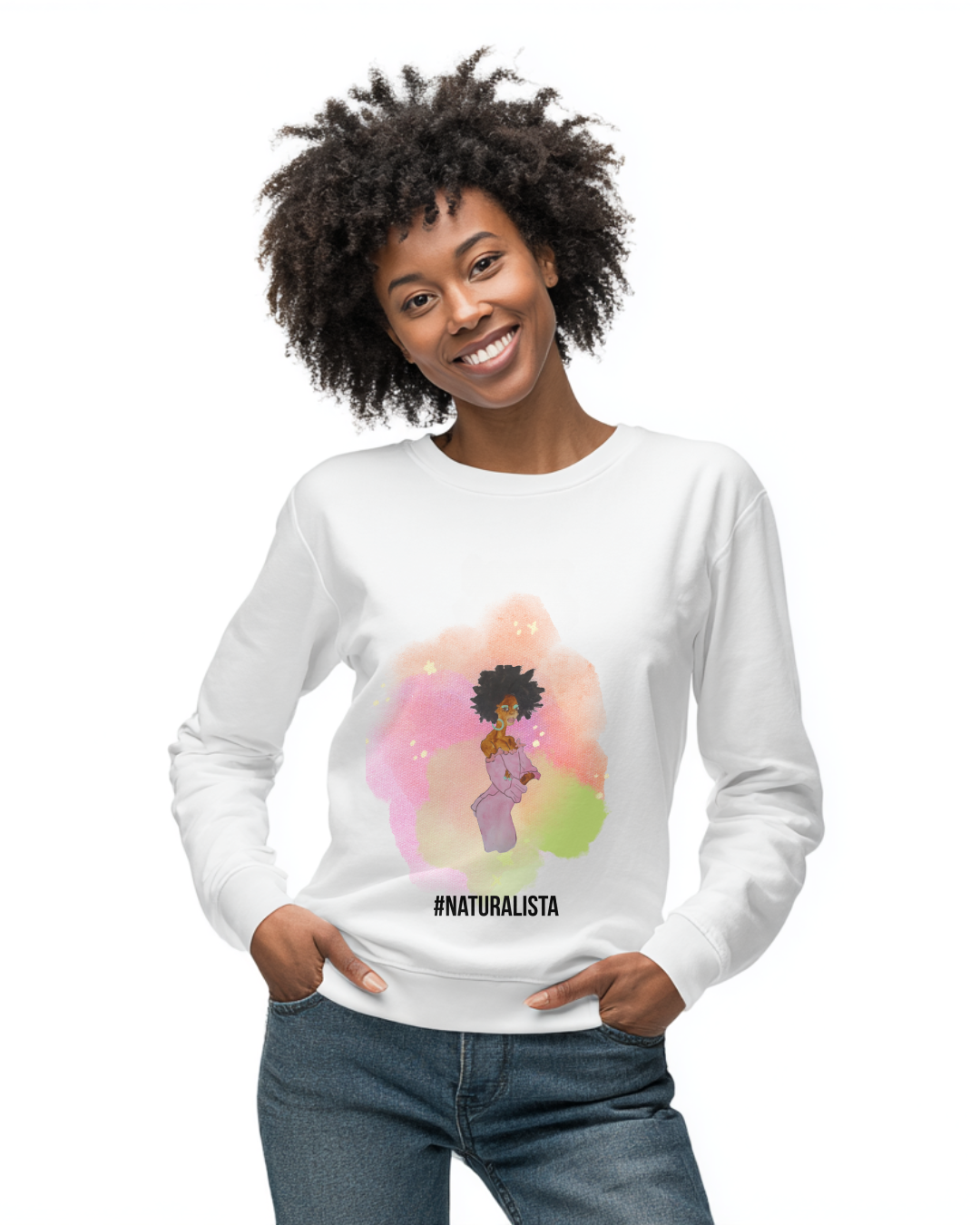 Naturalista Women's Crewneck Sweatshirt - African-American Woman Graphic